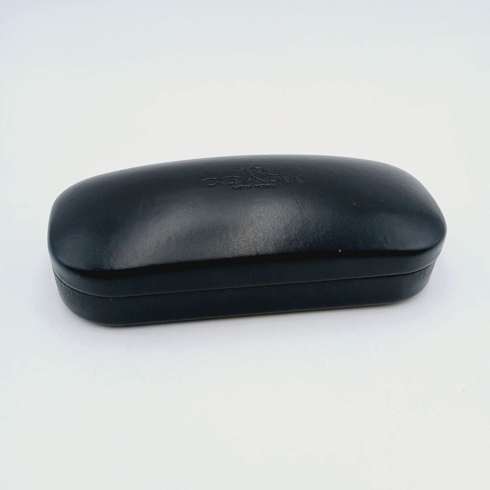 COACH - BLACK HARD LEATHER CLAMSHELL GLASSES SUNGLASS HARD SHELL CASE